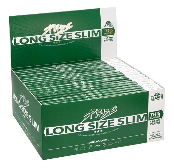 PURIZE® Unbleached Long Size Slim 130mm Zigarettenpapier, 40er Box